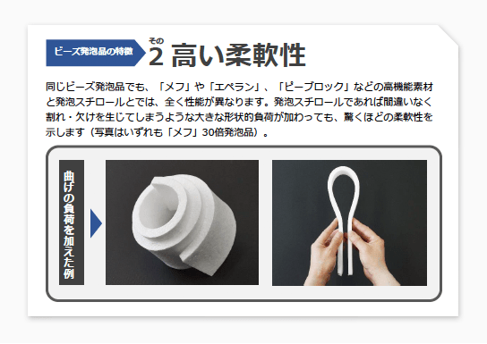 ビーズ発泡品の特徴　その2 高い柔軟性