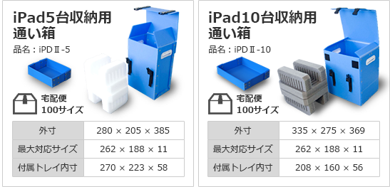 iPad5台収納用通い箱／iPad10台収納用通い箱